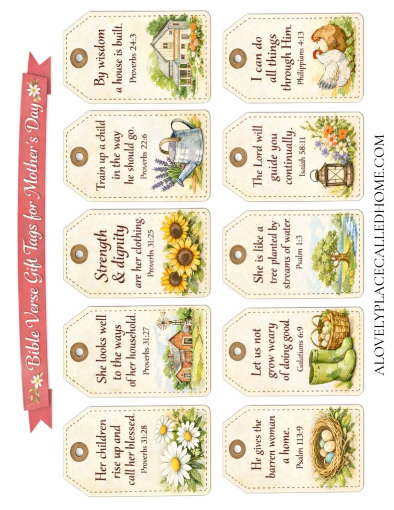 printable gift tags of uplifting bible verses to share on mothers day for my website a lovely place called home